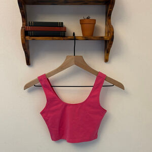 American Apparel Pink Crop Tank Top XS Fitted Stretch Basic